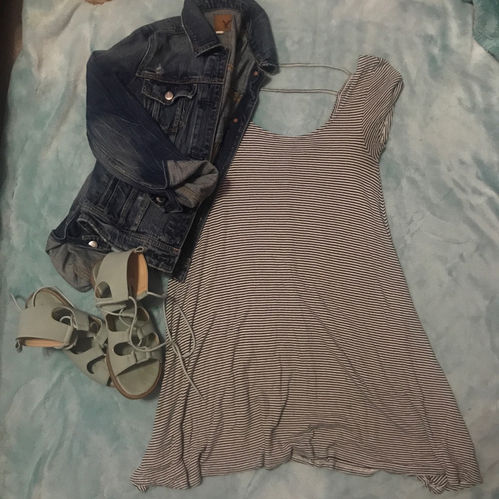 American Eagle Striped Skater Dress